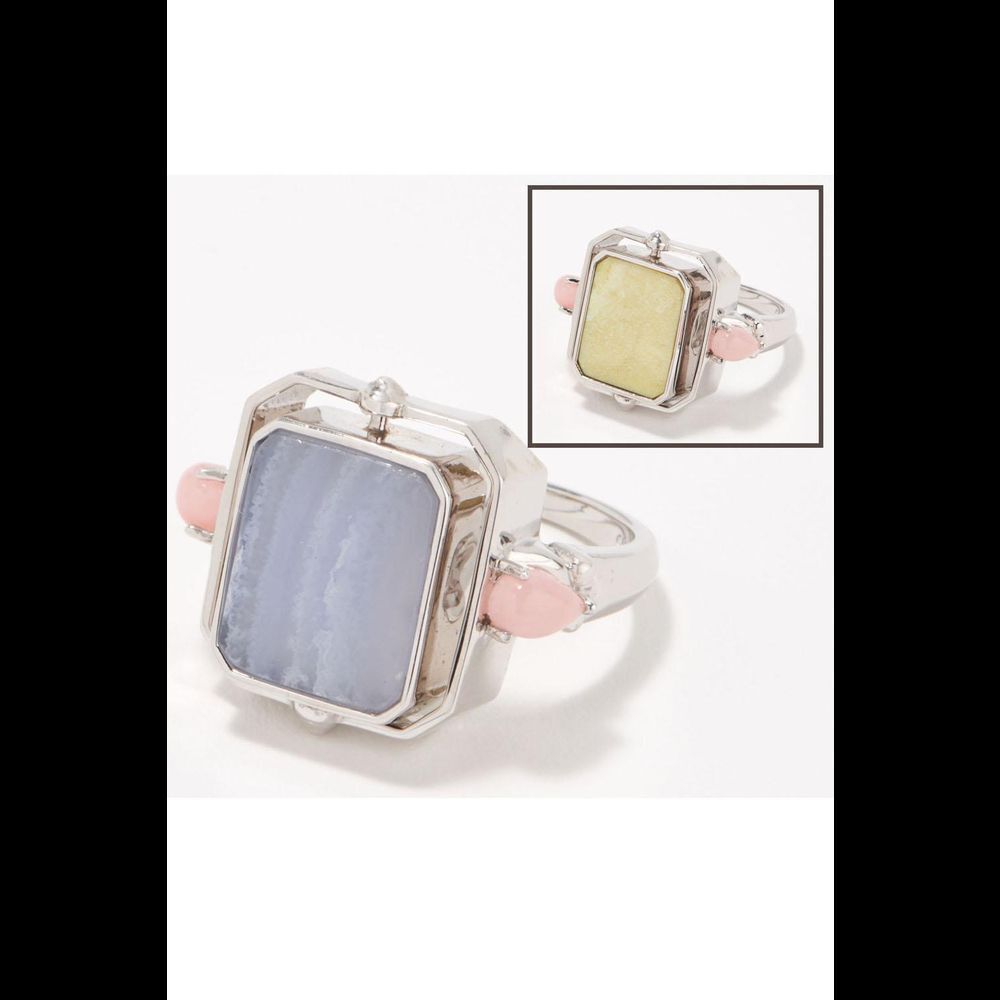 Generation Gems Reversible Gemstone Ring Sterling Silver Blue Agate